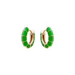 Créoles en argent doré anneau vert