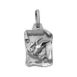 Pendentif en argent vieilli parchemin zodiaque Capricorne