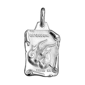 Pendentif en argent brillant parchemin zodiaque Capricorne