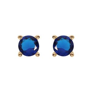 Boucles d'oreille tige solitaire en plaqué or, clou 4mm oxyde bleu foncé serti 4 griffes