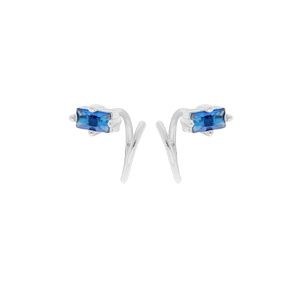 Boucles d'oreille en argent rhodié enroulée avec oxyde bleu foncé