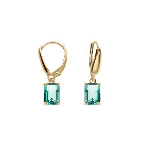 Boucles d'oreille dormeuse argent doré oxyde rectangulaire bleu vert