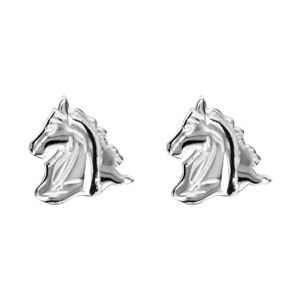 Boucles d'oreilles en argent tête de cheval et fermoir poussette