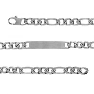 Gourmette en acier satin&eacute; 1+3 7mm - 21cm