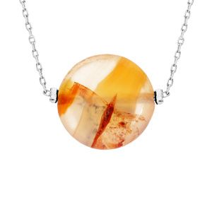 Collier en acier chaîne avec pierre naturelle Agate rouge 42+3cm (protection & courage)