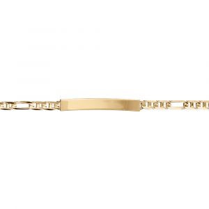 Gourmette enfant en vermeil plaque droite maille marine altern&eacute;e - 12cm+2cm