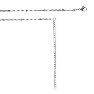 Collier en acier sautoir ou chaîne de ventre  avec boules   - 65.5+20.5cm