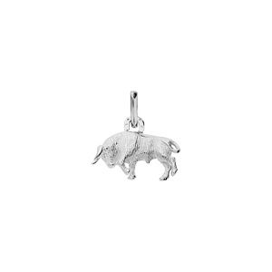 Pendentif en argent platiné taureau Camarguais et fer à cheval