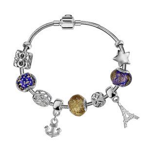 Composition bracelet charms Thabora de luxe et verre de Murano véritable