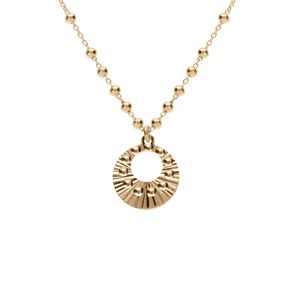 Collier argent doré jaune chaîne boules pendentif cercle martelé réglable 40 à 45cm