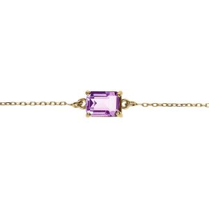 Bracelet argent doré pendentif rectangulaire oxyde violet réglable 16 à 19cm