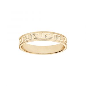 Alliance en vermeil ruban grav&eacute;e motif grec largeur 4mm