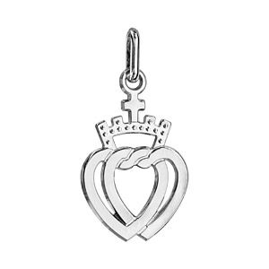 Pendentif en argent rhodi&eacute; logo symbole de la Vend&eacute;e, coeur vend&eacute;en