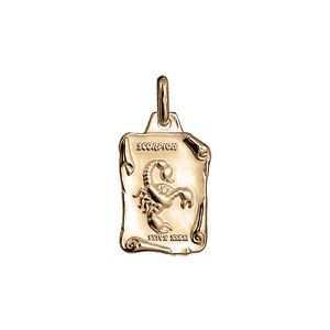 Pendentif en vermeil massif brillant et sable grand parchemin scorpion