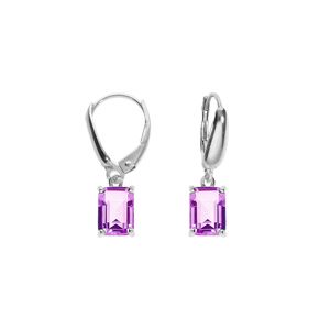 Boucles d'oreille dormeuse argent rhodié oxyde rectangulaire violet