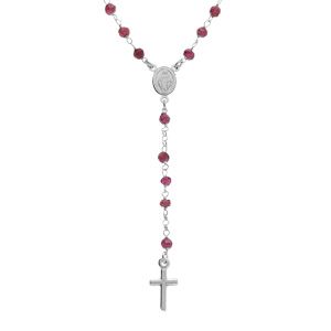 Collier en argent rhodié chapelet boules facetées rodolites violettes  - 45+5cm