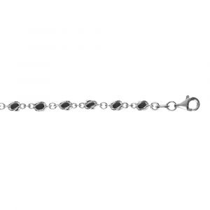 Bracelet en argent rhodi&eacute; boules oxydes noirs en cage 16+3cm