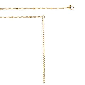 Collier en acier doré sautoir ou chaîne de ventre avec boules   - 65.5+20.5cm