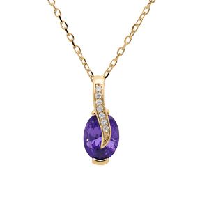 Collier en vermeil avec pendentif oxydes violet et blancs sertis 42+3cm
