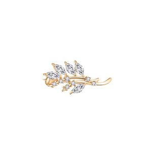 Broche en plaqué or feuille avec oxydes blancs sertis 2.7X1.3 cm