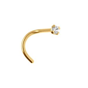 Piercing de nez en acier doré  avec un oxyde blanc