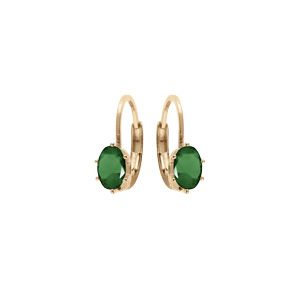 Boucles d'oreille en plaqué or oxyde vert serti, fermoir dormeuse