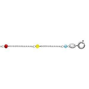 Chaîne de cheville en argent rhodié boules perles de verre facettées multicolores 23cm + 3cm de rallonge