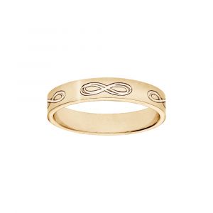 Alliance en vermeil ruban grav&eacute;e symbole infini largeur 4mm