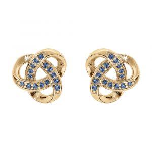 Boucles d'oreille tige en vermeil noeud d'oxydes bleu ciel sertis