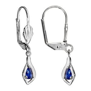 Boucles d'oreilles en argent rhodié losange suspendu avec oxyde bleu foncé et fermoir dormeuse