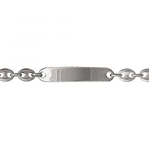 Gourmette en argent maille grains de caf&eacute; largeur 8mm et longueur 21cm