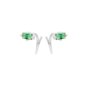 Boucles d'oreille en argent rhodié enroulée avec oxyde vert