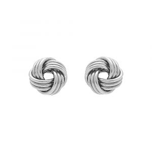 Boucles d'oreille tige en argent rhodi&eacute; motif  noeud  d'amour 6mm
