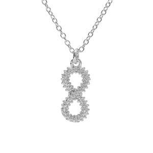 Collier argent rhodié claire, pendentif infini évidé perlé 40+5cm