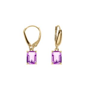 Boucles d'oreille dormeuse argent doré oxyde rectangulaire violet