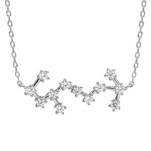 Collier en argent rhodié avec pendentif zodiaque constellation scorpion oxydes blancs sertis longueur 42,5+2,5cm