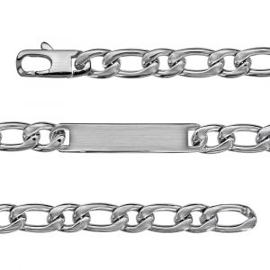 Gourmette en acier satin&eacute; 1+1 9mm - 21cm