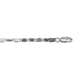 Bracelet en argent petits maillons allong&eacute;s avec diamantage &eacute;toil&eacute; dessus - longueur 18cm