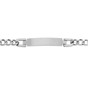 Bracelet en acier satiné plaque identité à graver 8mm maille gourmette largeur 7mm longueur 21cm