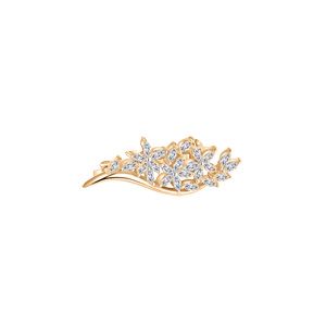 Broche en plaqué or fleurs en oxydes blancs sertis 2.9 X 1.00 cm