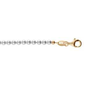 Chaîne de cheville en argent et dorure jaune perles 3mm blanche de synthèse longueur 23+3cm