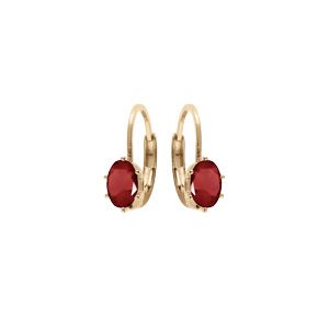 Boucles d'oreille en plaqué or oxyde rouge serti, fermoir dormeuse