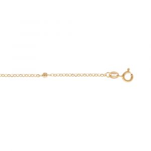 Cha&icirc;ne de cheville en argent et dorure jaune avec boules diamant&eacute;es 22,5+2,5m