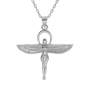 Collier en argent rhodié pendentif déesse égyptienne 40+5cm