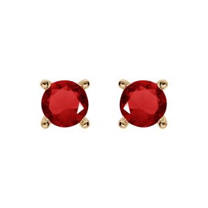 Boucles d'oreille tige solitaire en plaqué or, clou 4mm oxyde rouge 4 griffes