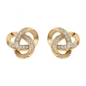 Boucles d'oreille tige vermeil noeud d'oxydes blancs sertis