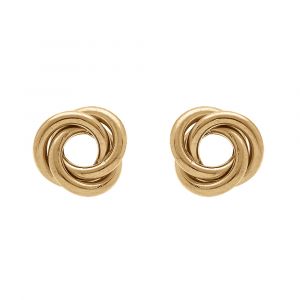 Boucles d'oreille tige en argent dor&eacute; noeud d'amour 10 mm