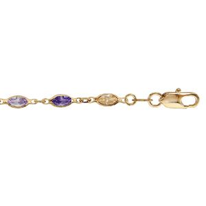 Bracelet en plaqué or tutti frutti maillons ornés oxydes dégradés de violet et orange 16+3cm