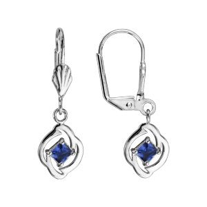 Boucles d'oreilles en argent rhodié carré suspendu avec oxyde bleu foncé et fermoir dormeuse