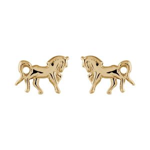 Boucles d'oreilles en plaqué or cheval et fermoir poussette